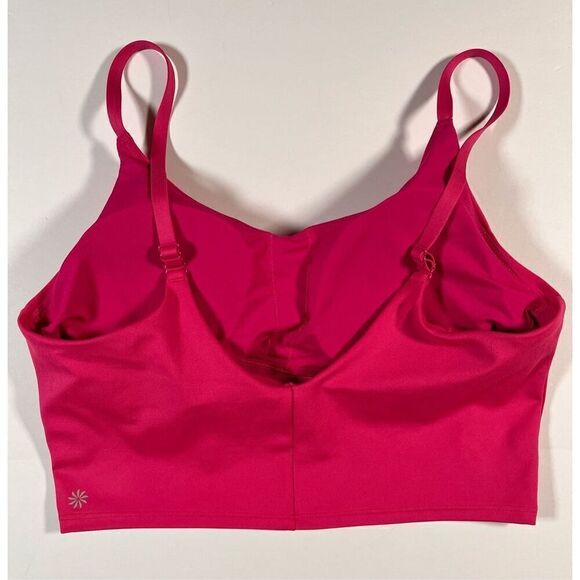 Athleta Elation V Neck Longline Bra Fuschia Bright Pink Size Large Cup Size A-C - Picture 2 of 5